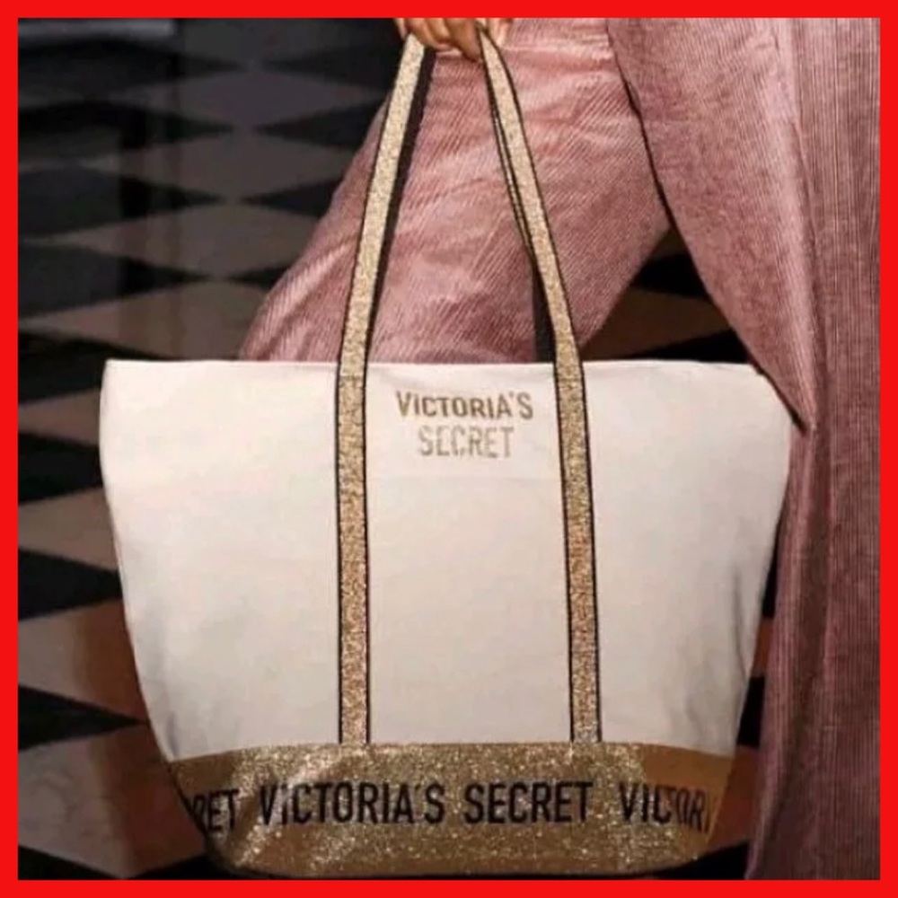 Victoria's Secret Gold Tan Canvas Tote